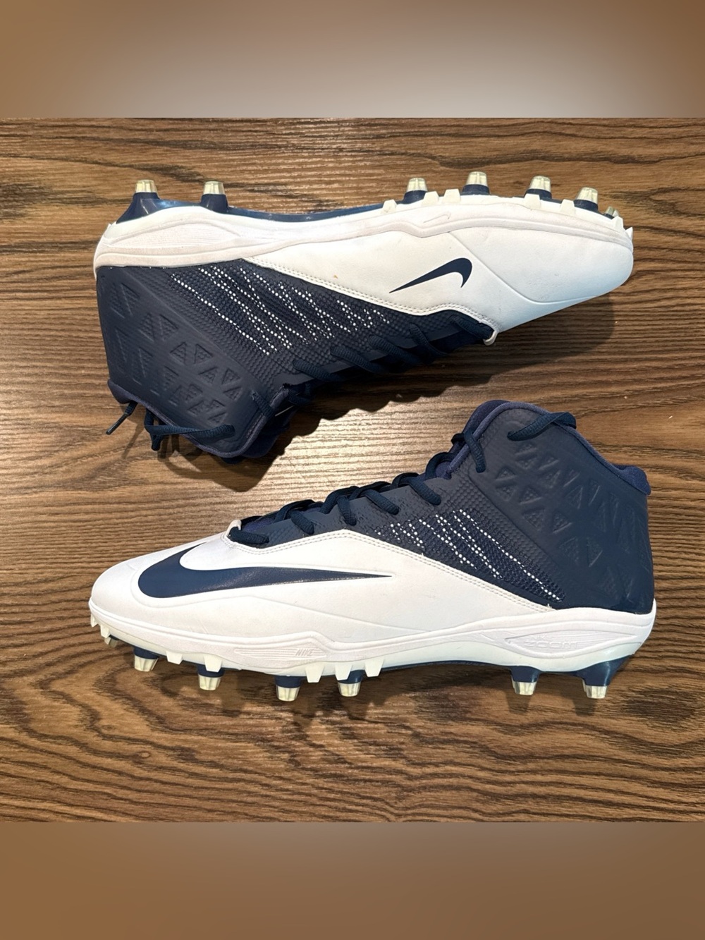 Size 15 Nike Zoom Code Elite 3/4 TD Football Cleats Navy Blue White 603368-140